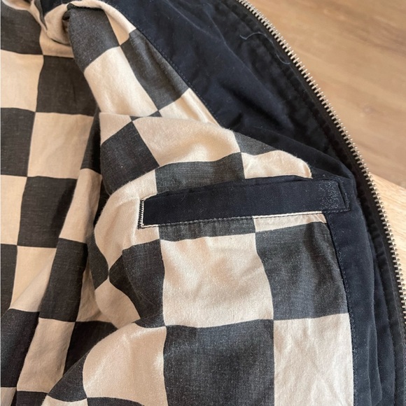 Mens Lucky Brand Triumph Black Blue Bomber Jacket Patches Medium Racing Flag - Picture 7 of 10